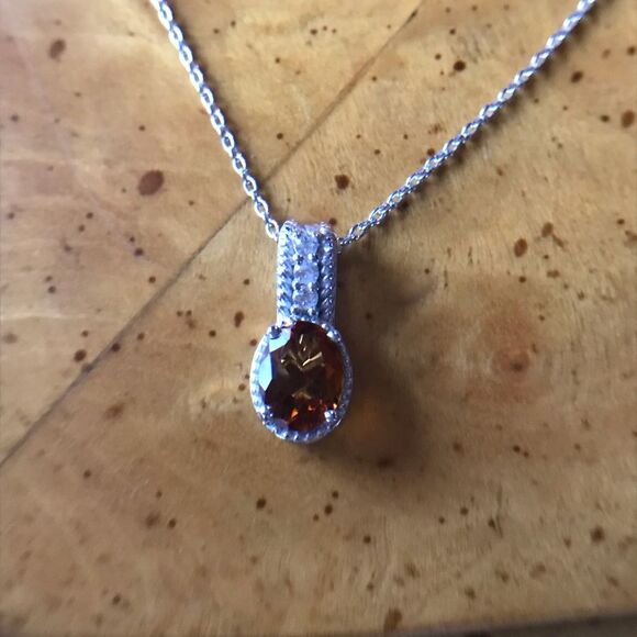 Natural Citrine Sterling Silver Necklace - Picture 1 of 7